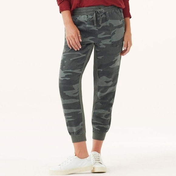 Splendid Boardwalk Jogger Camo Print  Linen Blend Olive Green size Large - Picture 1 of 16